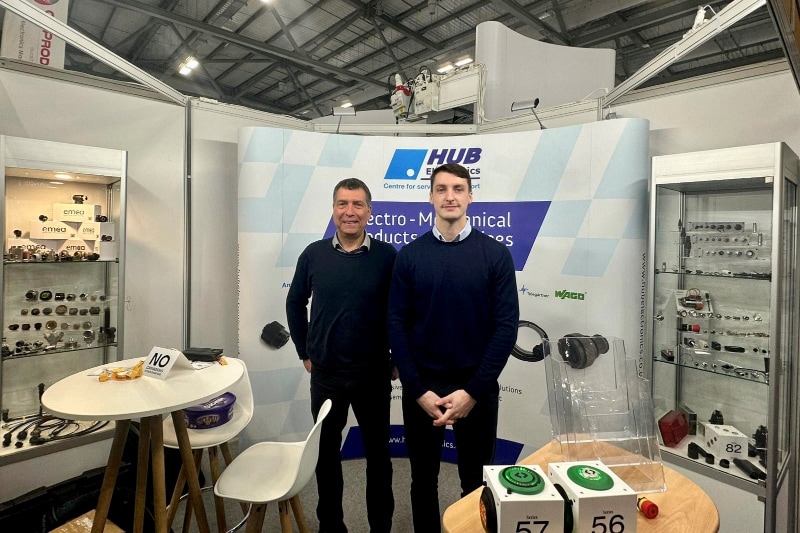 Hub Electronics Director Paul Latter (left) and Sales Team Member Ollie Heasman (right), ready to welcome visitors at our stand