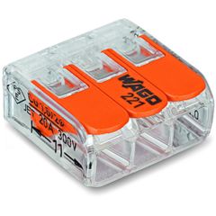 WAGO LEVER-NUTS® 221 Series Compact Splicing Connector - 3 Conductor - 4mm²