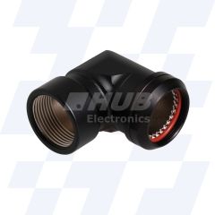 A37-444-8J21KN - EMCA 90 Degree M Thread Adaptor, MIL-DTL-38999 Series III, Black Hybrid, Shell Size 23