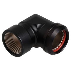 Front view of EMCA 90 Degree M Thread Adaptor in Black Hybrid finish (Part Number: A37-444-5J28KN)