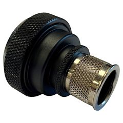Rear view of EMCA Straight Screened Adaptor in Black Hybrid finish (Part Number: A37-796-3J06)