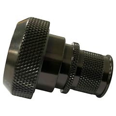 Side view of EMCA Straight (RFI/EMI) Screened Adaptor in Olive Drab Zinc Cobalt finish (Part Number: A37-526-1404)