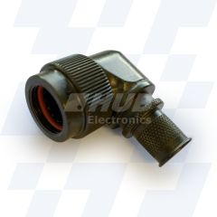 Front view of EMCA 90 Degree (RFI/EMI) Screened Adaptor in Olive Drab Zinc Cobalt finish (Part Number: A37-795-6412)