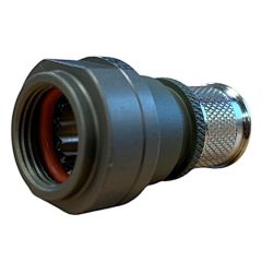 Front view of EMCA Straight (RFI/EMI) Screened Adaptor in Green Hybrid finish (Part Number: A57-514-2U07)