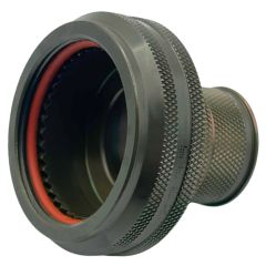 Front view of EMCA Straight (RFI/EMI) Screened Adaptor in Olive Drab Cadmium finish (Part Number: A77-334-8612)