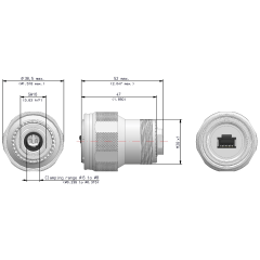 Dimensions of EMCA Connector Solutions RJ45 CAT6A Plug Connector in Marine Bronze finish (Part Number: X1-9878-19-9 N)