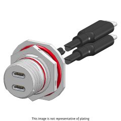 Front view of EMCA Connector Solutions X2-9867 Dual USB-C Jam Nut Receptacle with Corset
