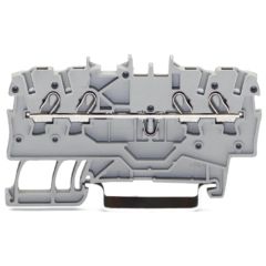 Front view of WAGO TOPJOB®S 2000 Series Rail Mounted 4 Conductor Through Terminal Block, Red (Part Number: 2000-1403)