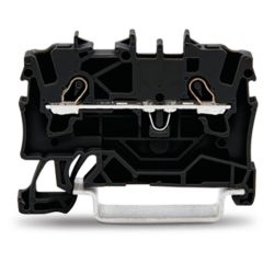 Front view of WAGO TOPJOB®S 2001 Series Rail Mounted 2 Conductor Through Terminal Block, Black (Part Number: 2001-1205)