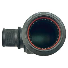 Front view of EMCA Electro-Mechanic A37-525 90 Degree Screened Adaptor in Olive Drab Zinc Cobalt finish