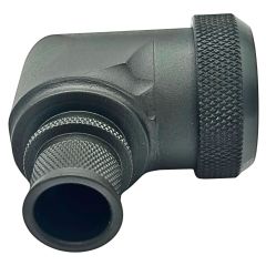 Side view of EMCA Electro-Mechanic A37-795 90 Degree Screened Adaptor in Olive Drab Zinc Cobalt finish