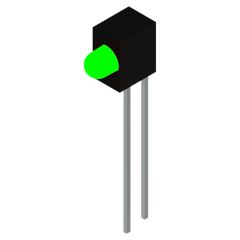 Side view of MARL 103 Series PCB Mounted LED with Green LED (Part Number: 103-314-04)