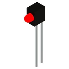 Side view of MARL 103 Series PCB Mounted LED with Red LED (Part Number: 103-381-20)