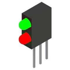 Side view of MARL 109 Series PCB Mounted LED with Green over Red LED (Part Number: 109-000-04-54)