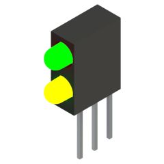 Side view of MARL 109 Series PCB Mounted LED with Green over Yellow LED (Part Number: 109-000-01-54)