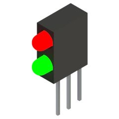 Side view of MARL 109 Series PCB Mounted LED with Red over Green LED (Part Number: 109-000-04-50)