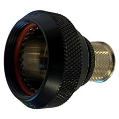 Front view of EMCA Straight Screened Adaptor in Black Hybrid finish (Part Number: A37-796-8J12)