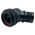 Front view of EMCA 45 Degree (RFI/EMI) Screened Adaptor in Black Zinc Nickel finish (Part Number: A77-332-3208)