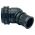 Rear view of EMCA 45 Degree (RFI/EMI) Screened Adaptor in Black Zinc Nickel finish (Part Number: A77-332-3208)