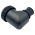 Side view of EMCA Electro-Mechanic A37-525 90 Degree Screened Adaptor in Black Zinc Nickel finish