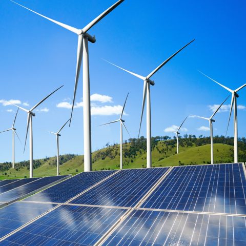 Wind turbines and solar panels