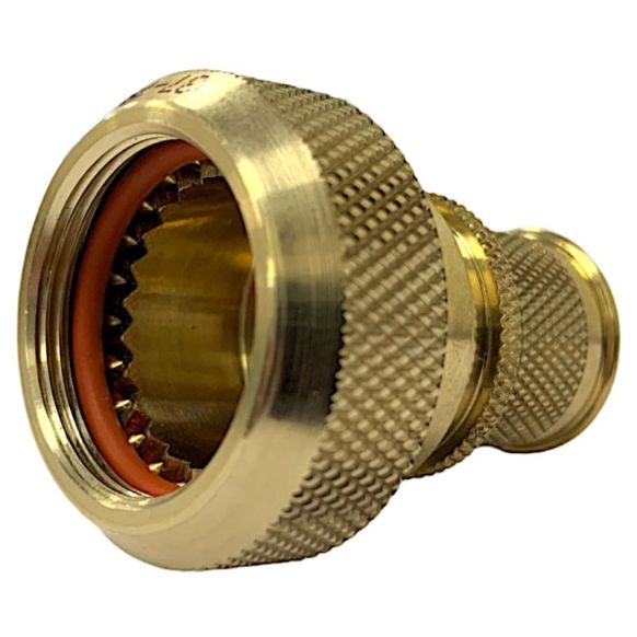 Front view of EMCA Straight Screened Adaptor in Aluminium Bronze Passivated finish (Part Number: A37-796-7915)