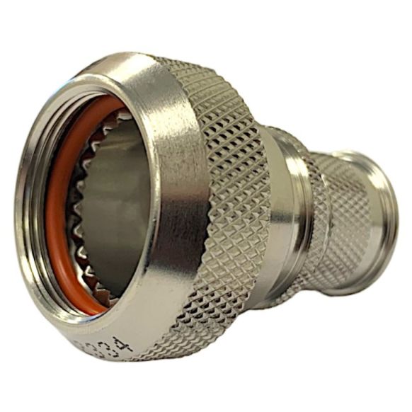 Front view of EMCA Straight Screened Adaptor in Stainless Steel Passivated finish (Part Number: A37-526-5110KN)