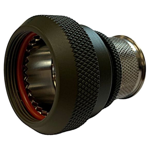 Front view of EMCA Straight Screened Adaptor in Olive Drab Hybrid finish (Part Number: A37-526-2U05KN)