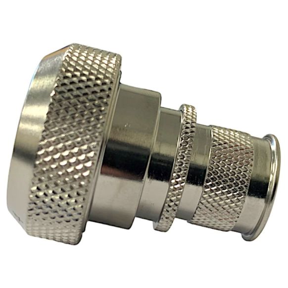 Side view of EMCA Straight Screened Adaptor in Stainless Steel Passivated finish (Part Number: A37-526-4112KN)