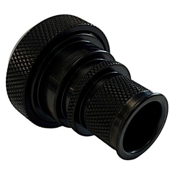 Rear view of EMCA Straight Screened Adaptor in Black Zinc Nickel finish (Part Number: A37-526-1205KN)