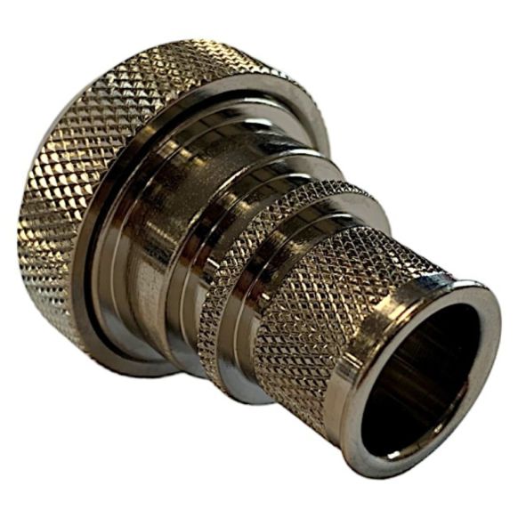 Rear view of EMCA Straight Screened Adaptor in Electroless Nickel finish (Part Number: A37-526-4508KN)