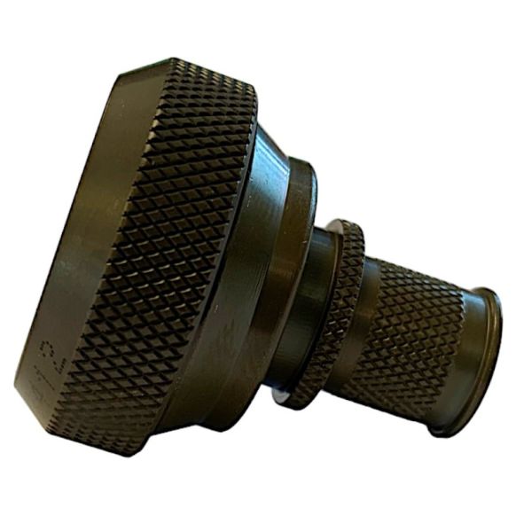 Side view of EMCA Straight Screened Adaptor in Olive Drab Cadmium finish (Part Number: A37-526-7614KN)