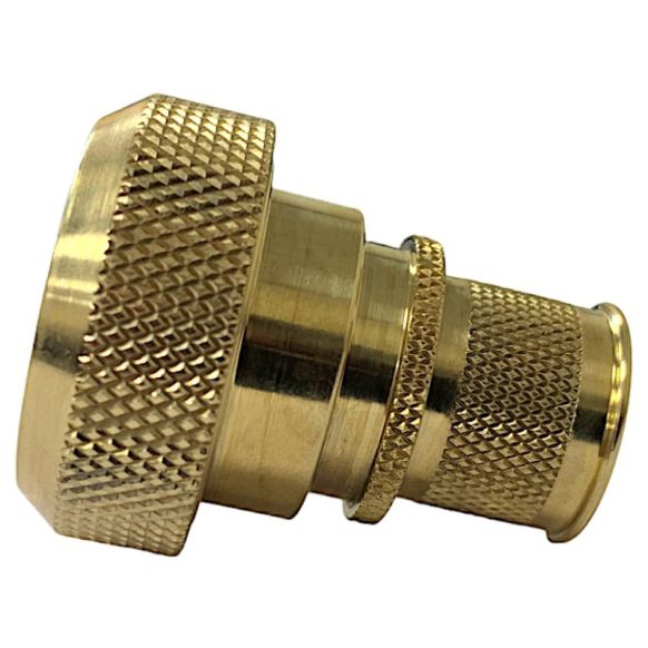 Side view of EMCA Straight Screened Adaptor in Aluminium Bronze Passivated finish (Part Number: A37-526-3907KN)