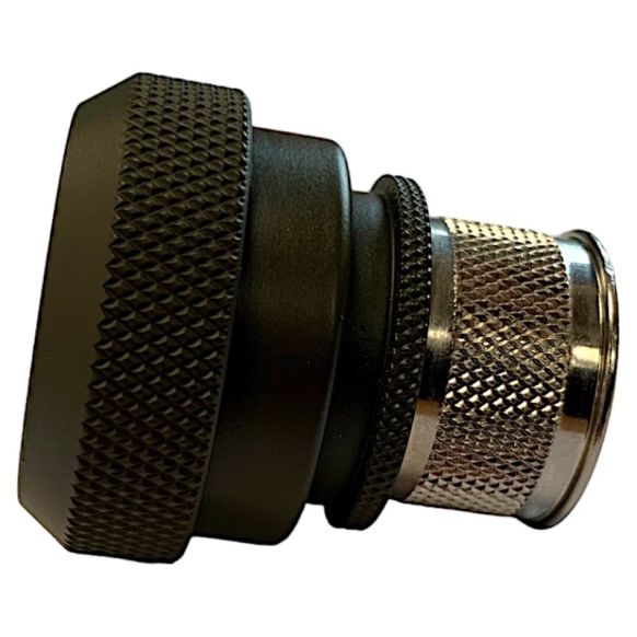 Side view of EMCA Straight Screened Adaptor in Olive Drab Hybrid finish (Part Number: A37-796-5U11)