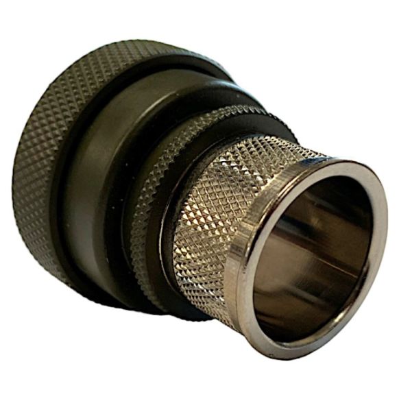 Rear view of EMCA Straight Screened Adaptor in Olive Drab Hybrid finish (Part Number: A37-796-5U11)