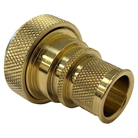 Rear view of EMCA Straight (RFI/EMI) Screened Adaptor in Aluminium Bronze Passivated  finish (Part Number: A37-796-5912)