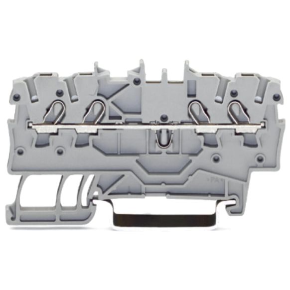 Front view of WAGO TOPJOB®S 2000 Series Rail Mounted 4 Conductor Through Terminal Block, Orange (Part Number: 2000-1402)
