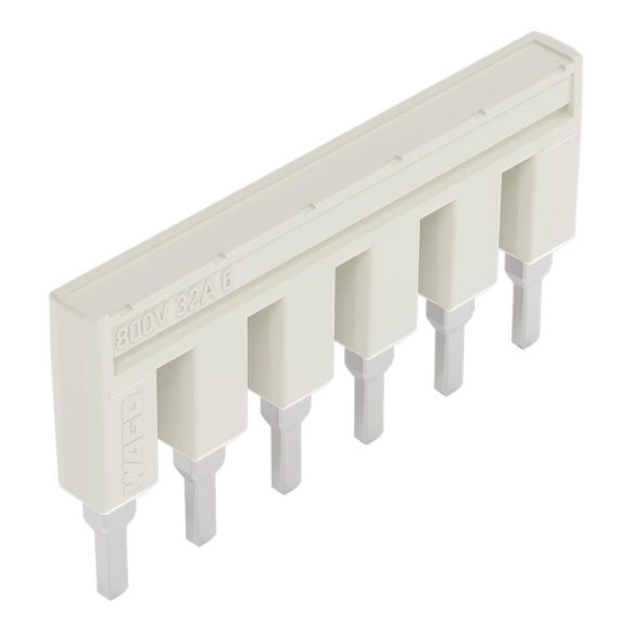 Front view of WAGO TOPJOB®S 2004 Series Jumper Bar, 6 Way, Light Grey (Part Number: 2004-406)