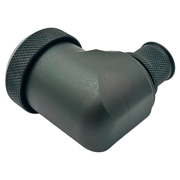 Side view of EMCA Electro-Mechanic A37-795 90 Degree (RFI/EMI) Screened Adaptor in Olive Drab Zinc Cobalt finish