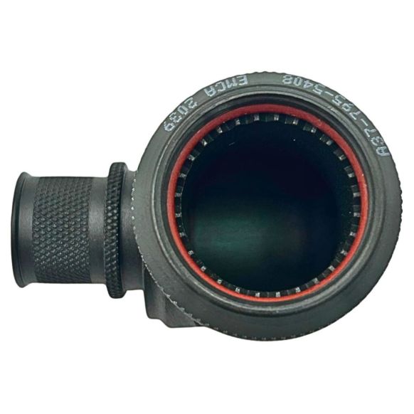 Front view of EMCA Electro-Mechanic A37-795 90 Degree (RFI/EMI) Screened Adaptor in Olive Drab Zinc Cobalt finish