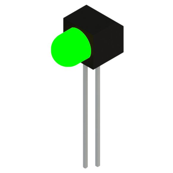 Side view of MARL 104 Series PCB Mounted LED with Green LED (Part Number: 104-514-01)