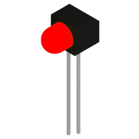 Side view of MARL 104 Series PCB Mounted LED with Red LED (Part Number: 104-505-01)