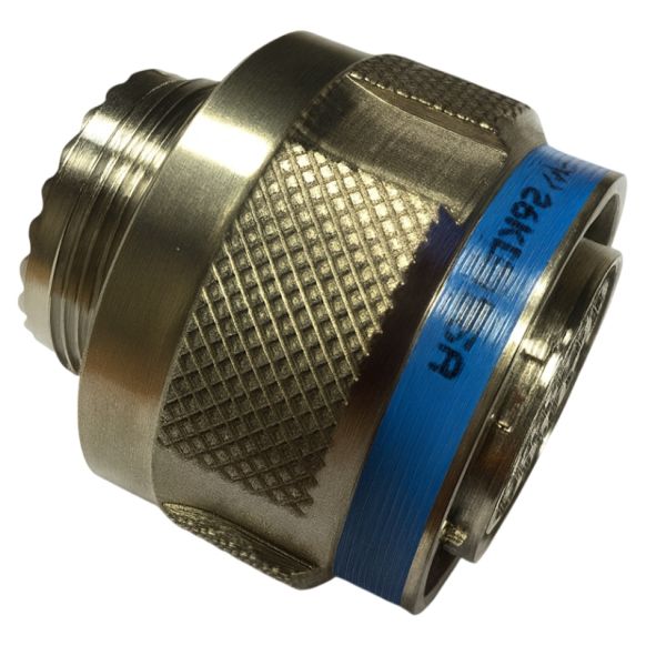 Side view of Amphenol D38999 Series III Free Cable Plug in Stainless Steel finish (Part Number: D38999/26KC35SA)