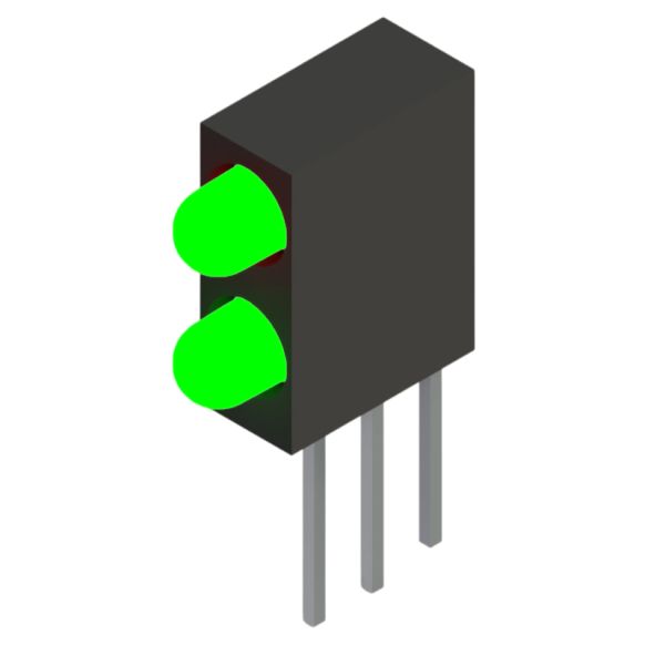 Side view of MARL 109 Series PCB Mounted LED with Green/Yellow Bi-Colour LED (Part Number: 109-332-13)