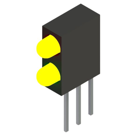 Side view of MARL 109 Series PCB Mounted LED with Yellow LED (Part Number: 109-311-13)