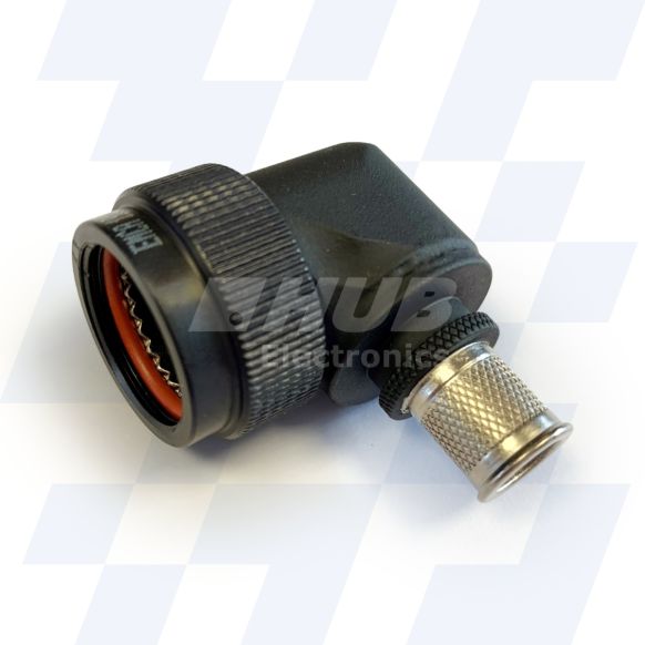 A37-795-7J14 - EMCA 90 Degree Screened Adaptor, MIL-DTL-38999 Series III, Black Hybrid, Shell Size 21
